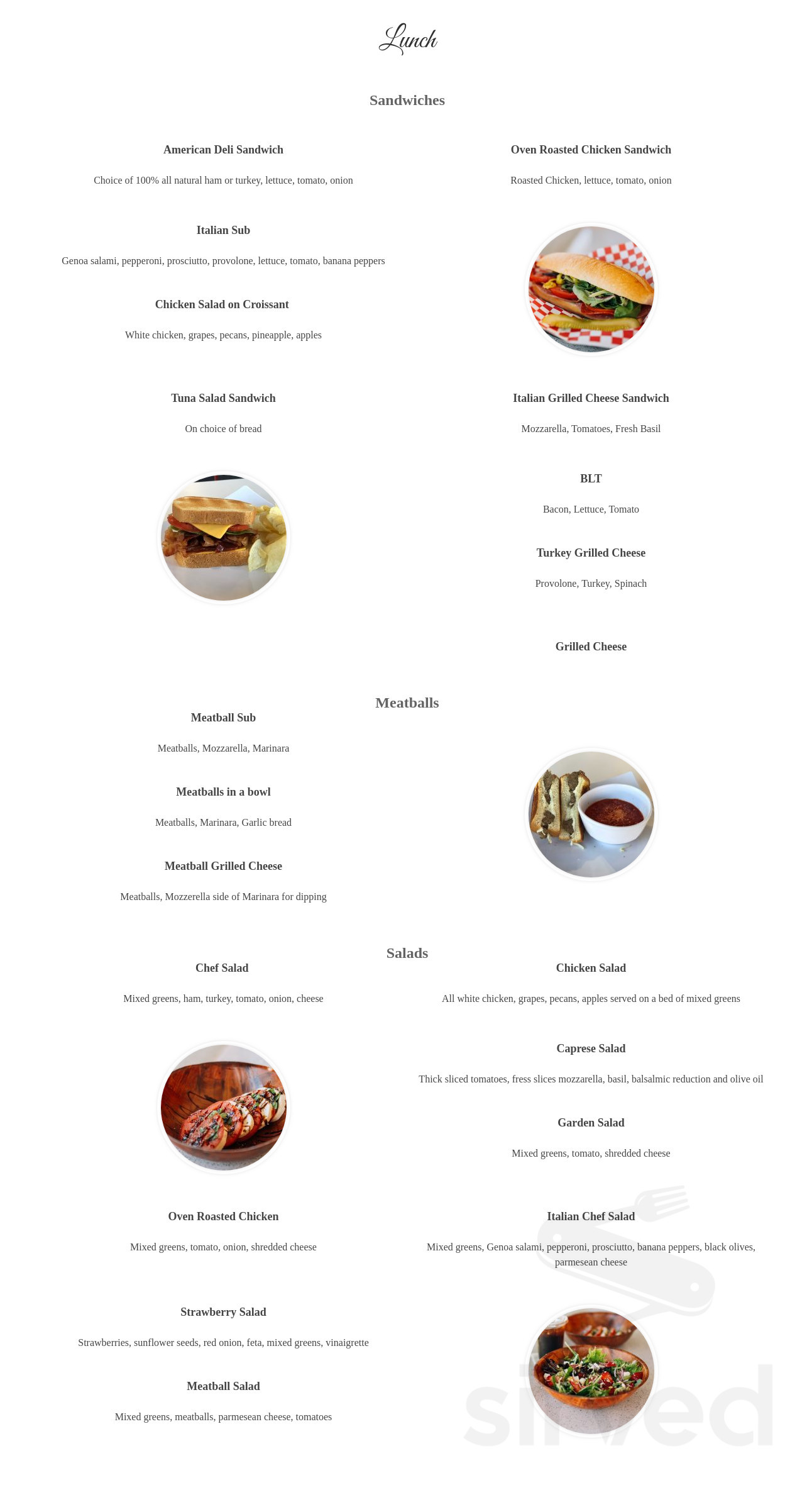 Caeli's Sweets, Eats and Bar lunch menu in Oklahoma City, Oklahoma