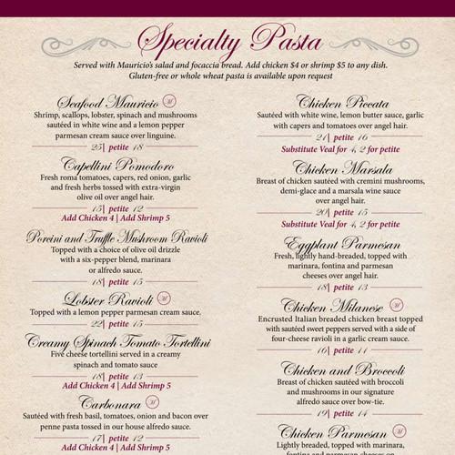 Mauricio's Italian Restaurant menu in Cookeville, Tennessee, USA
