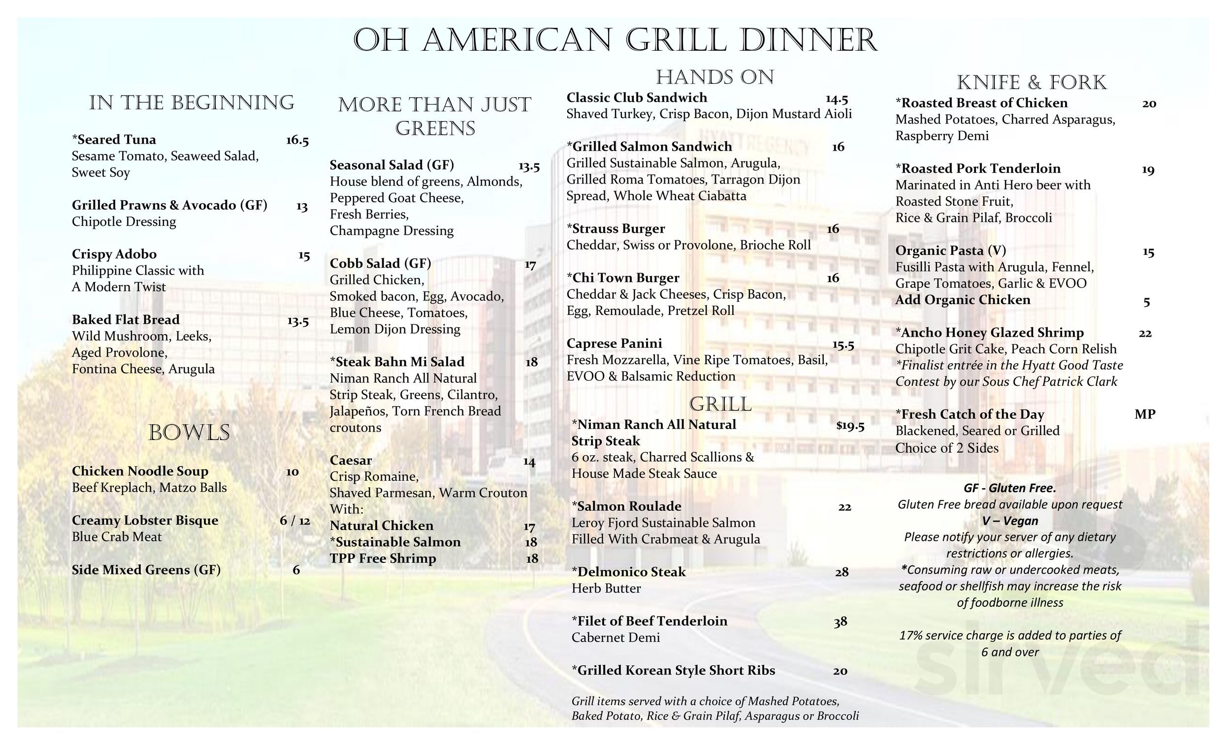 Menu - Rosemont IL's O'H American Grill | Sirved