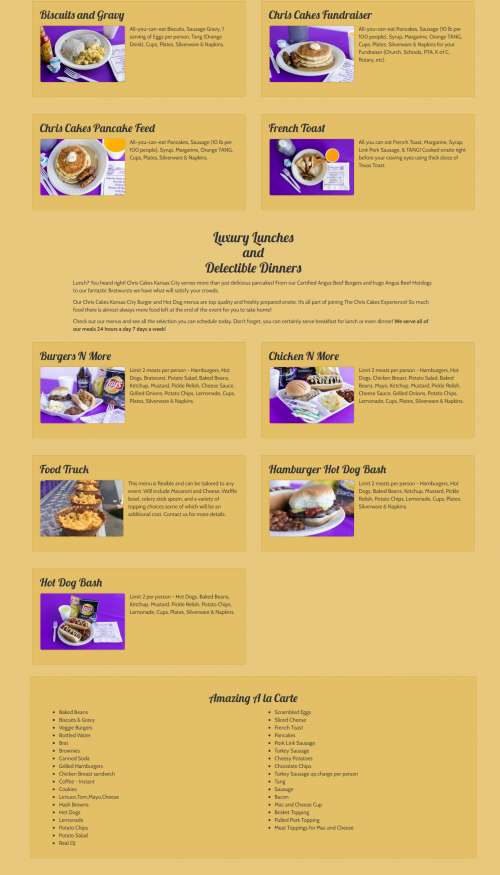 Chris Cakes menu in Edgerton, Kansas, USA