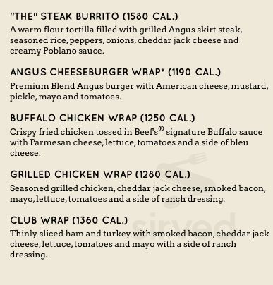 Beef 'O' Brady's menu in Brooksville, Florida, USA