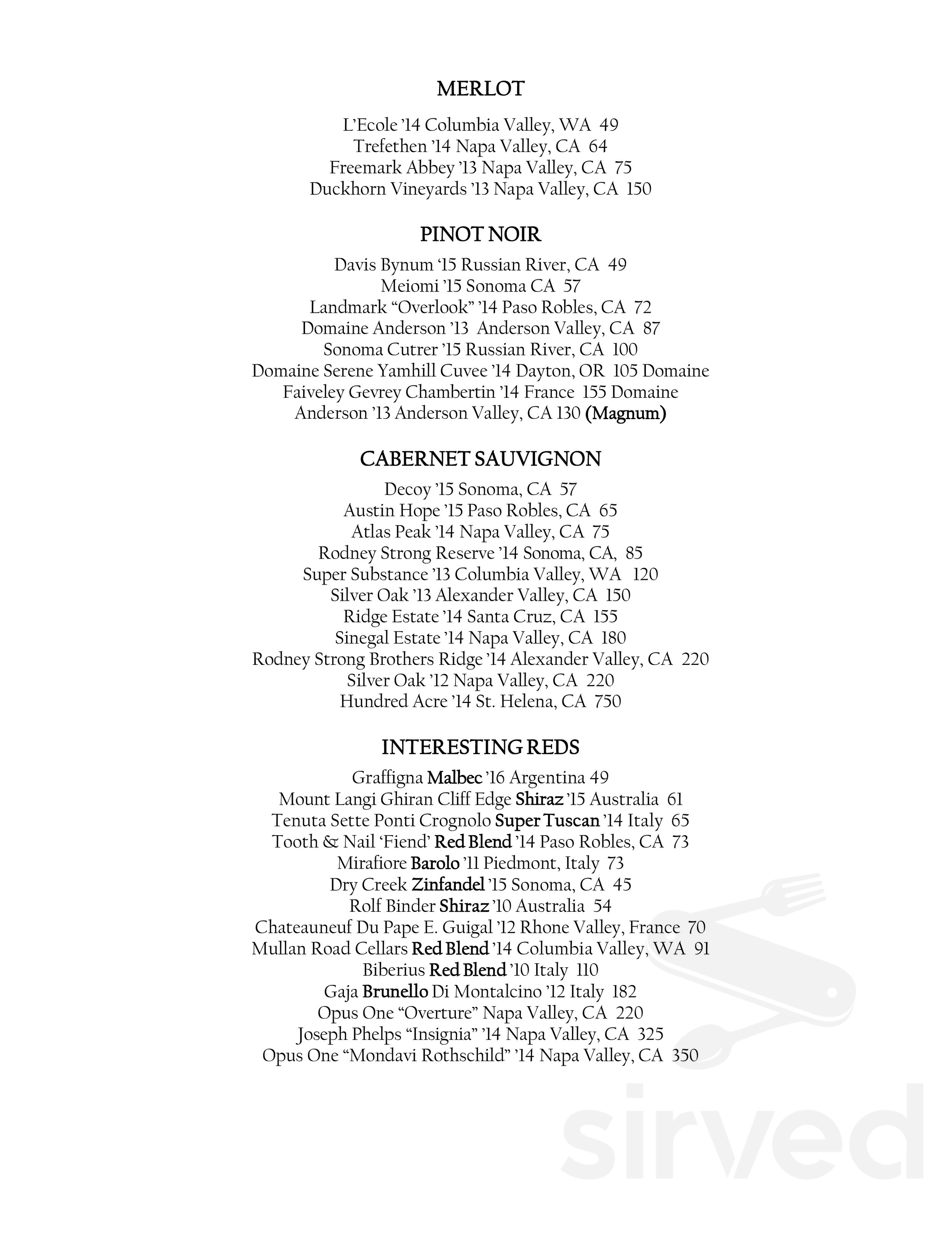 SALT Restaurant & Bar menu in Marina Del Rey, California, USA