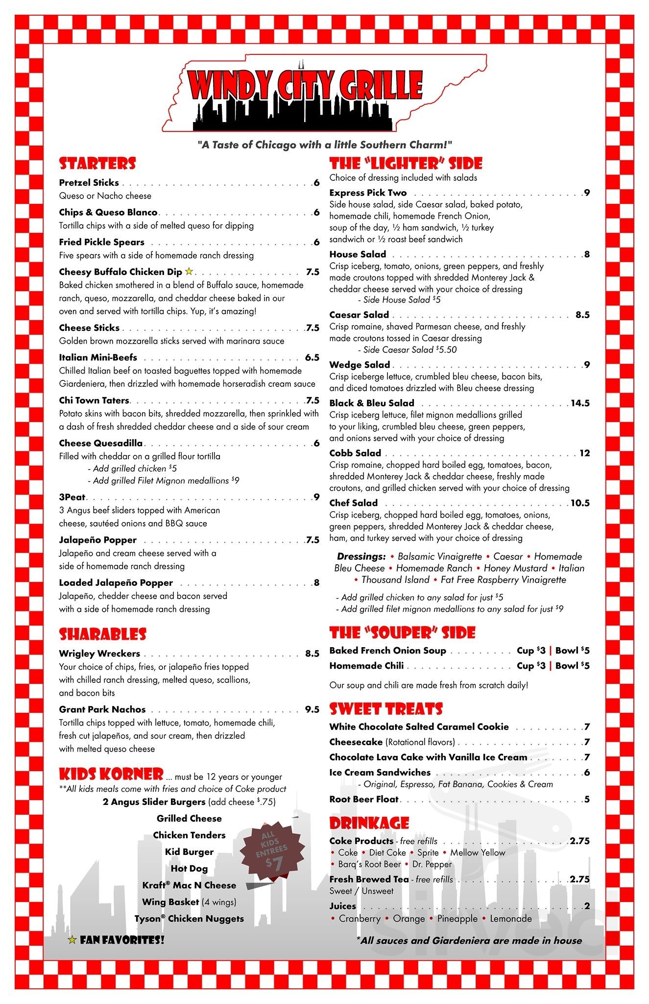 Windy City Grille menus in Maryville, Tennessee, United States