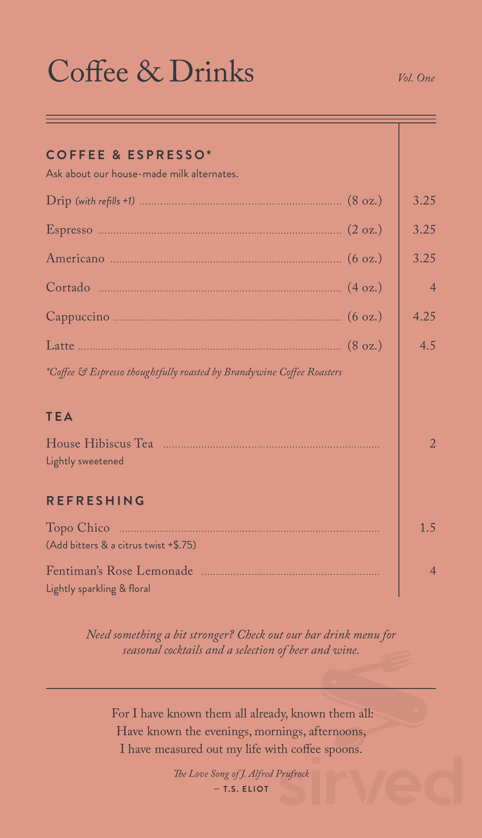 Commonplace Books menu in Oklahoma City, Oklahoma