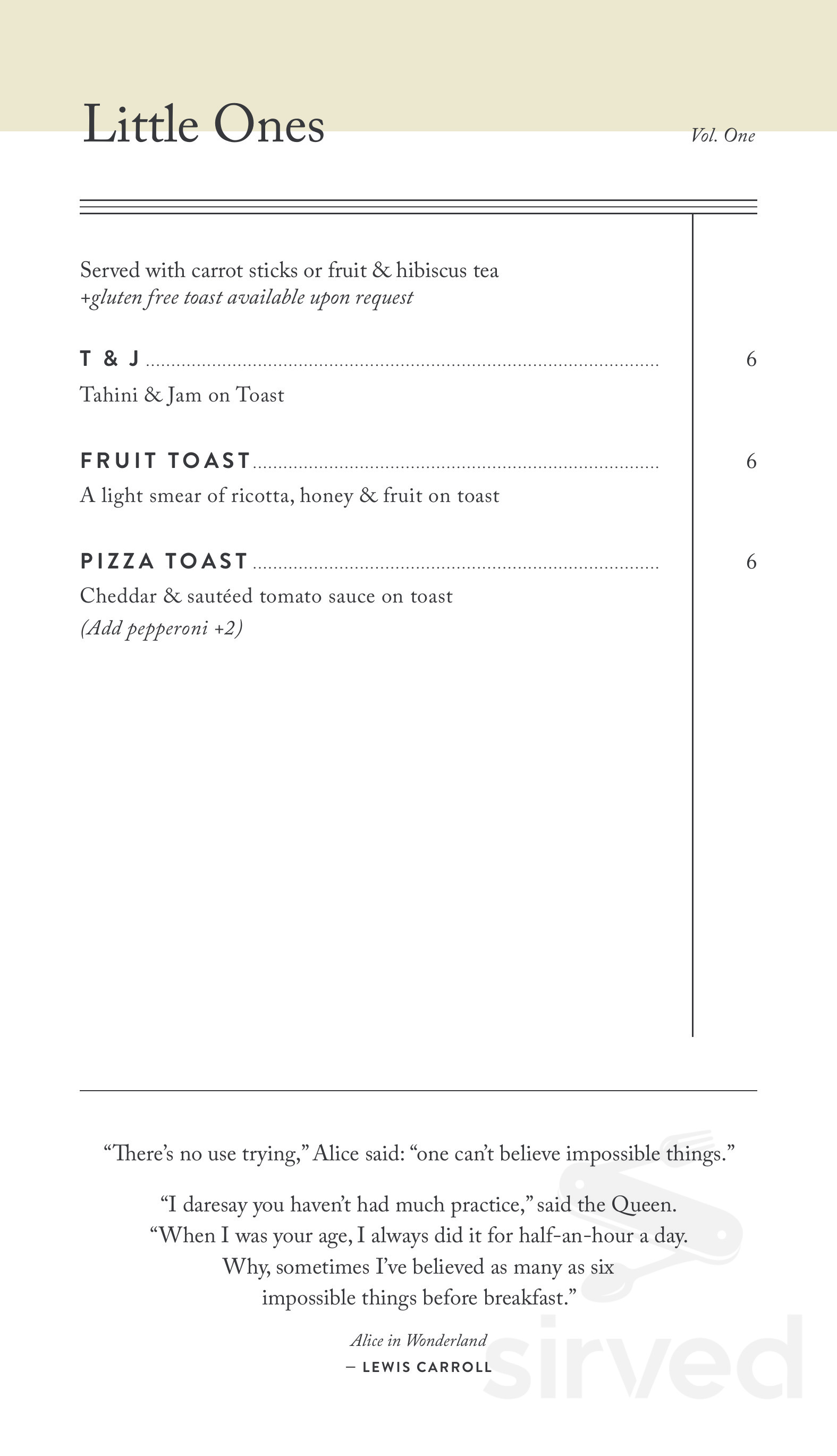 Commonplace Books menu in Oklahoma City, Oklahoma