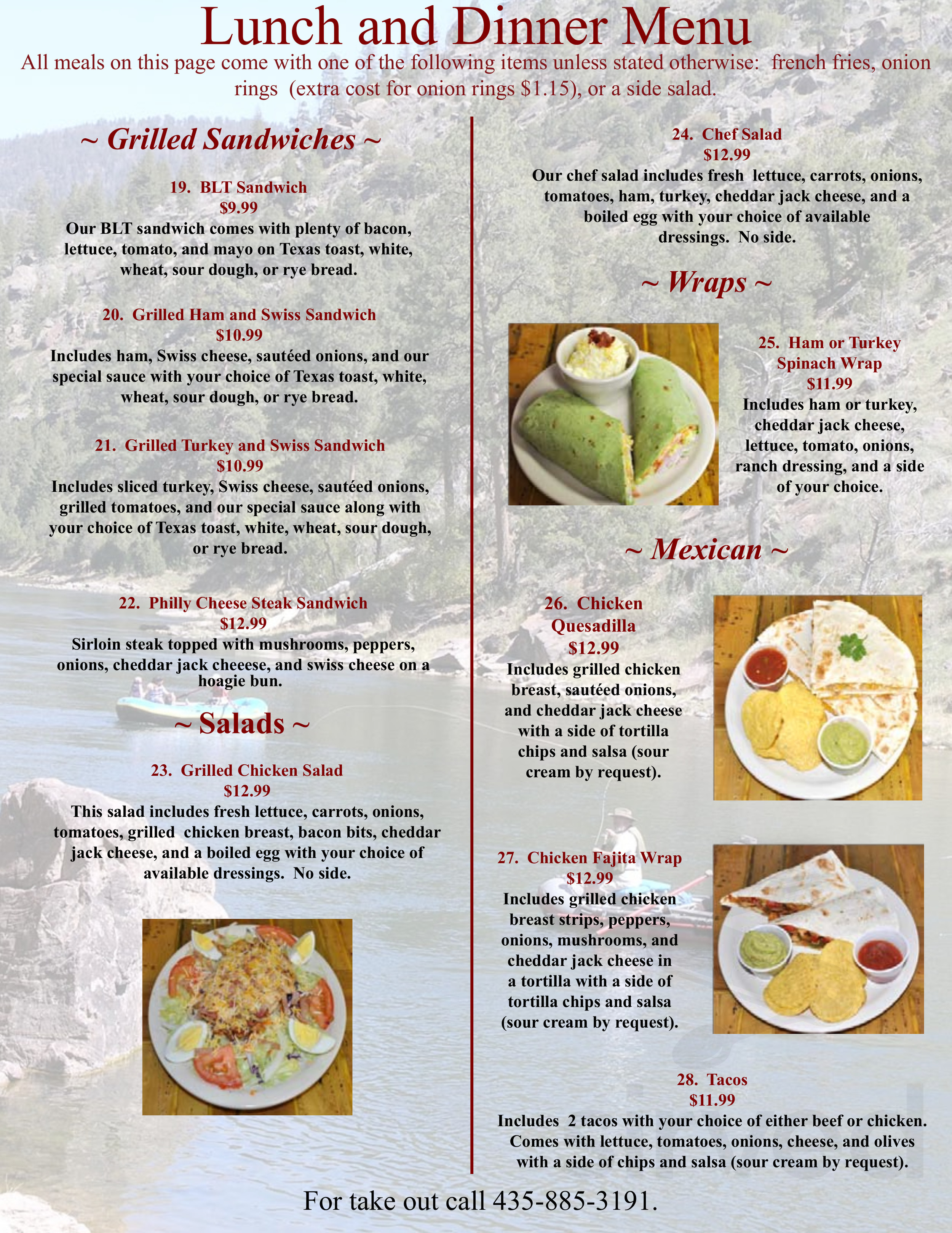 Menu Dutch John UT's Green River Bar Grill And Steak House Dutch John