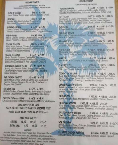 Palmetto Pizza & Subs menu in Fair Play, South Carolina, USA