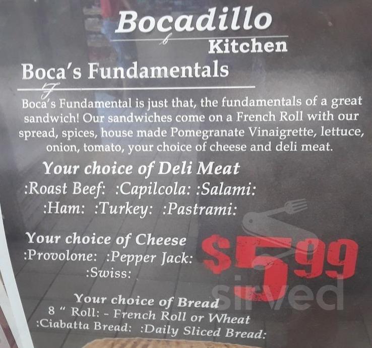 Bocadillo Kitchen menu in Lake Elsinore, California