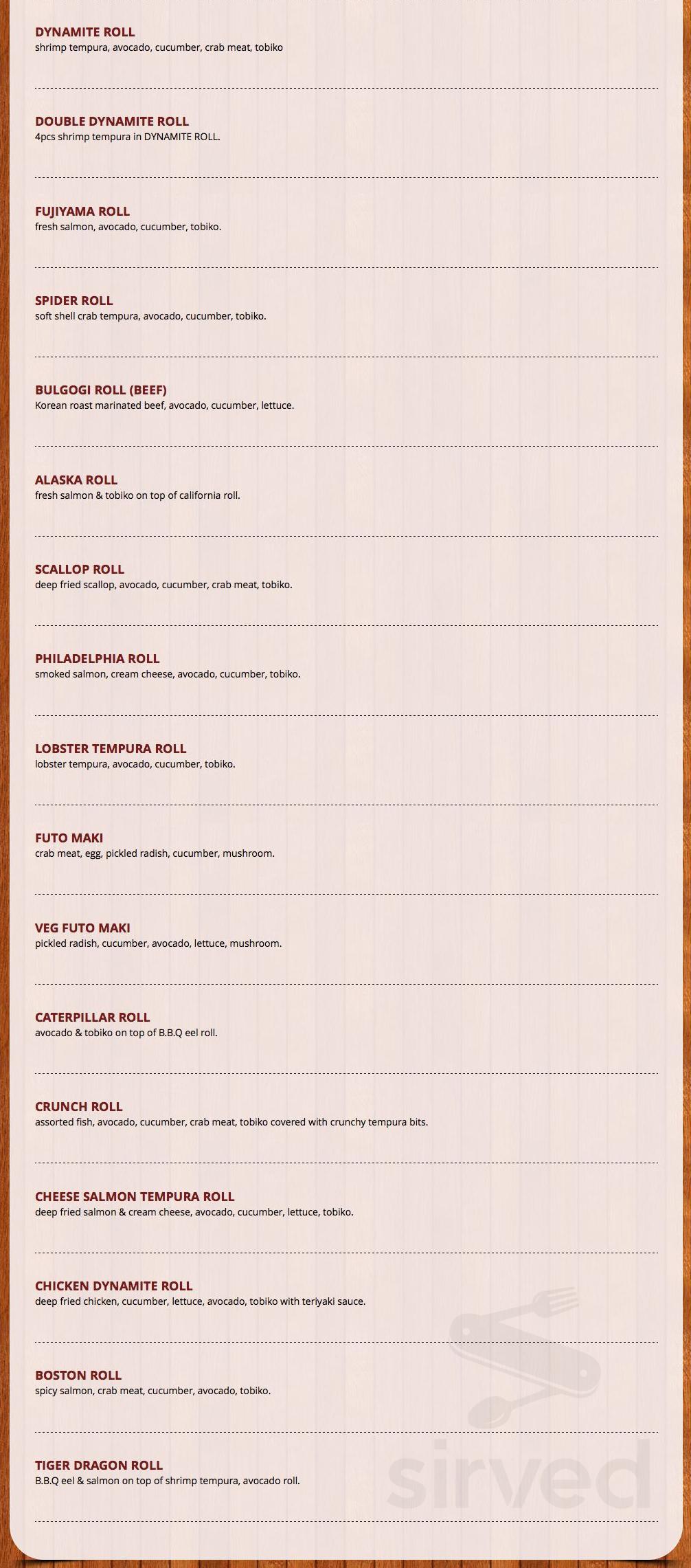 Menu - Hamilton ON's Ajio Sushi Korean & Japanese Restaurant | Sirved