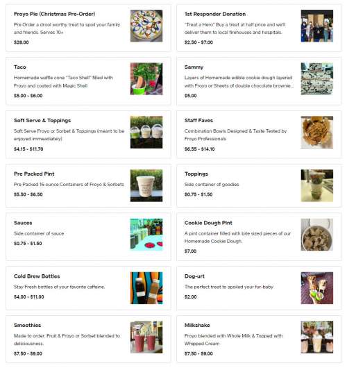 Aloha Yogurt menu in Tempe, Arizona, USA