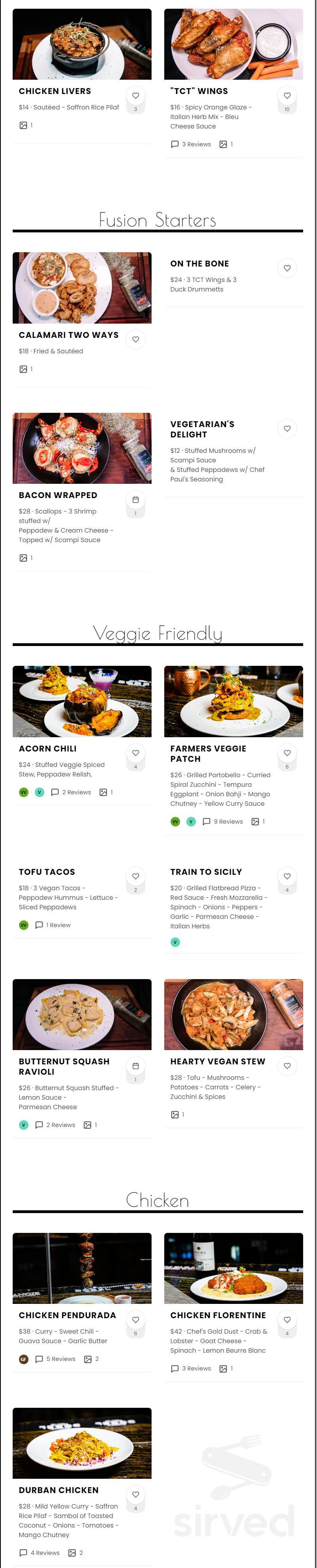 The Chef's Table menu in Houston, Texas, USA