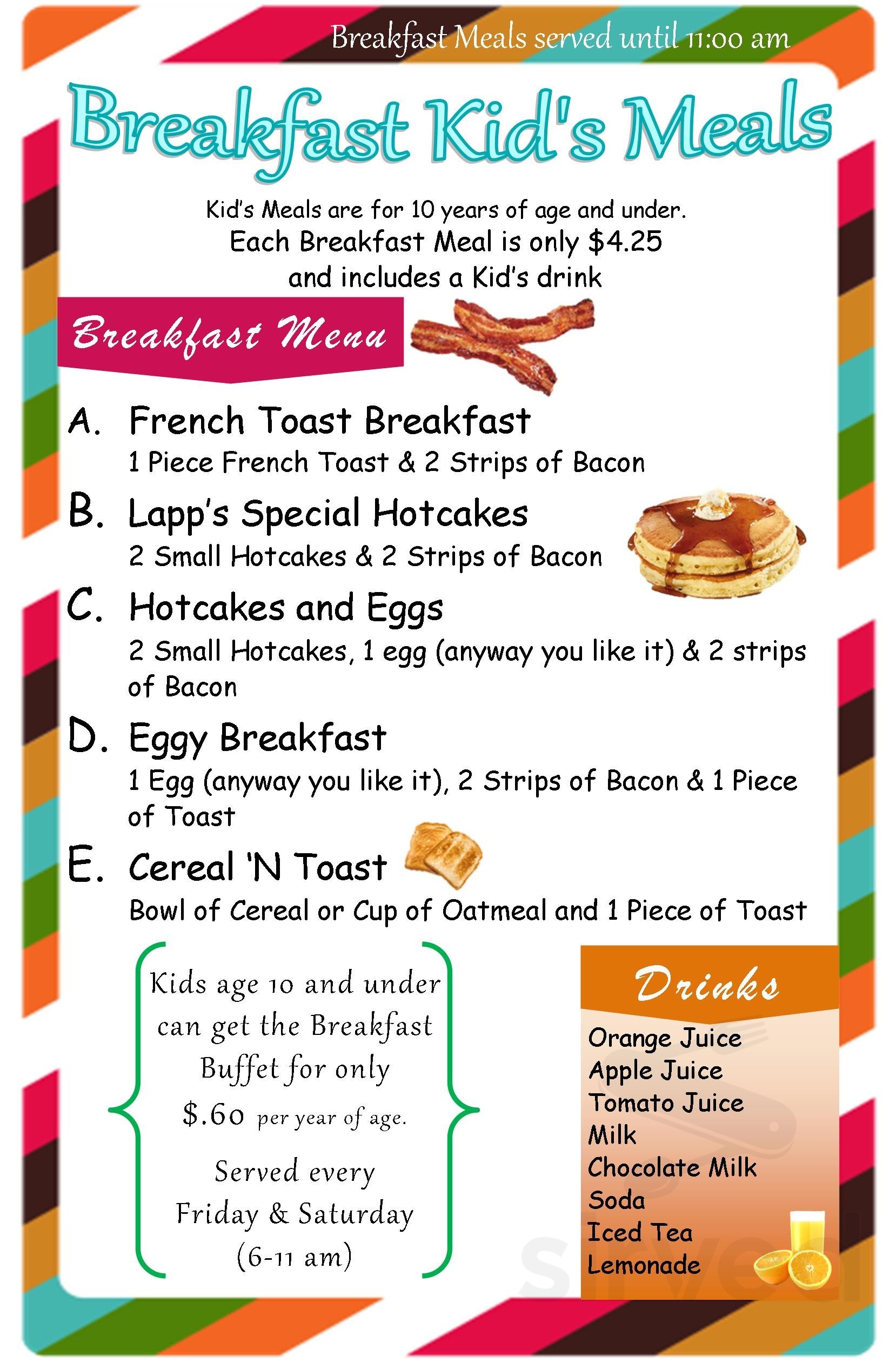 C.R. Lapp's Family Restaurant menu in Quarryville, Pennsylvania, USA