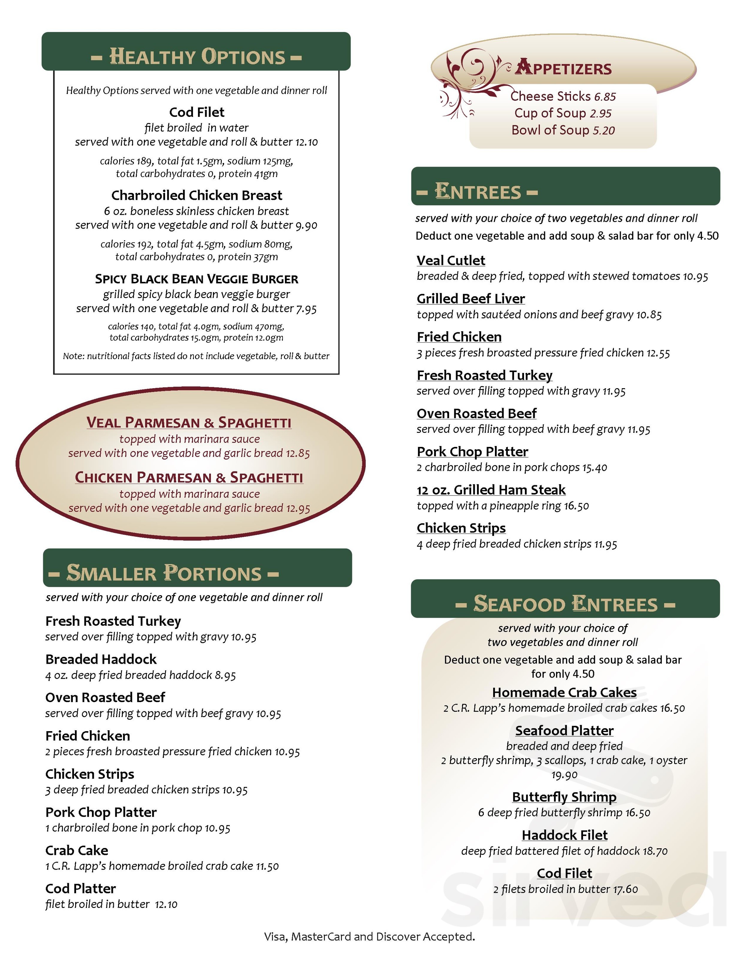 C.R. Lapp's Family Restaurant menu in Quarryville, Pennsylvania, USA
