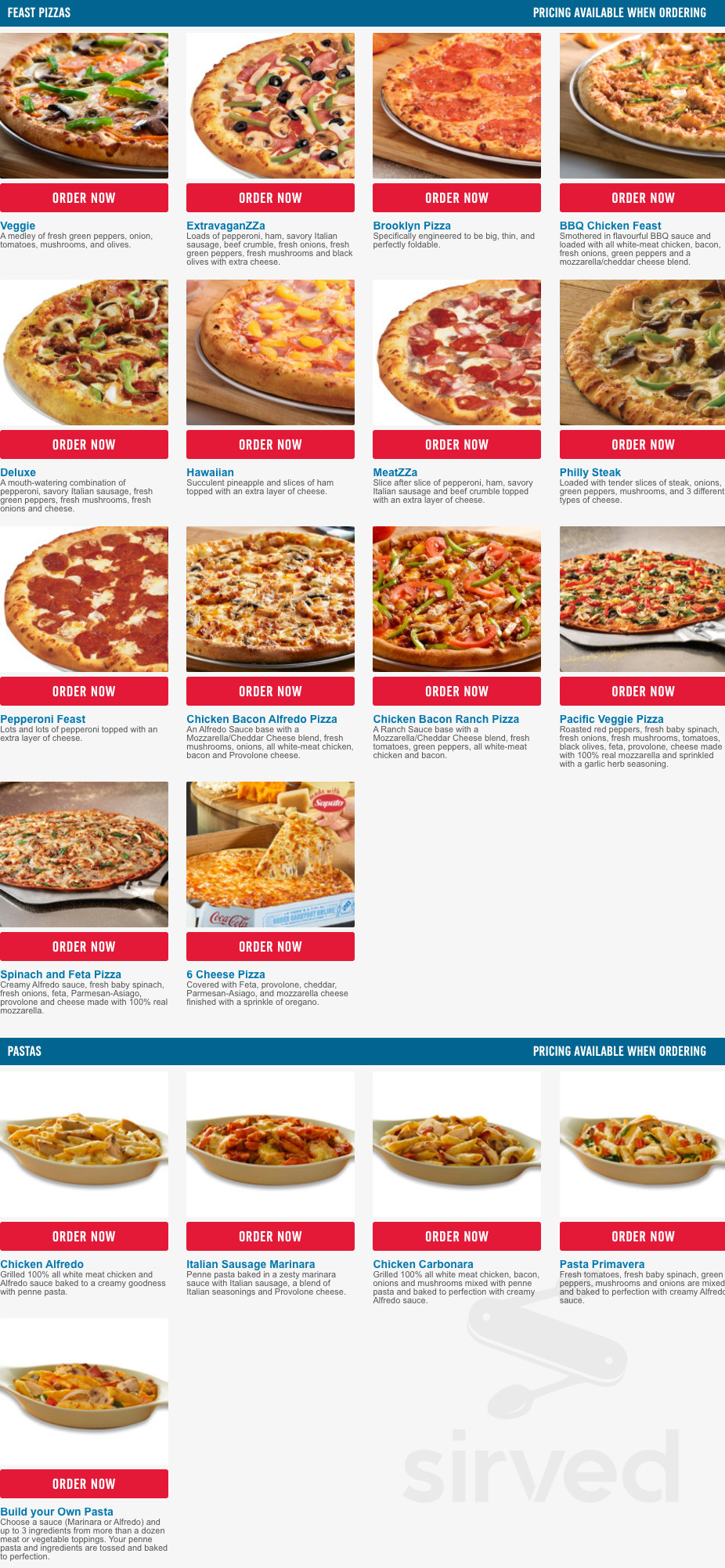 Menu For Domino s Pizza In Houlton ME Sirved