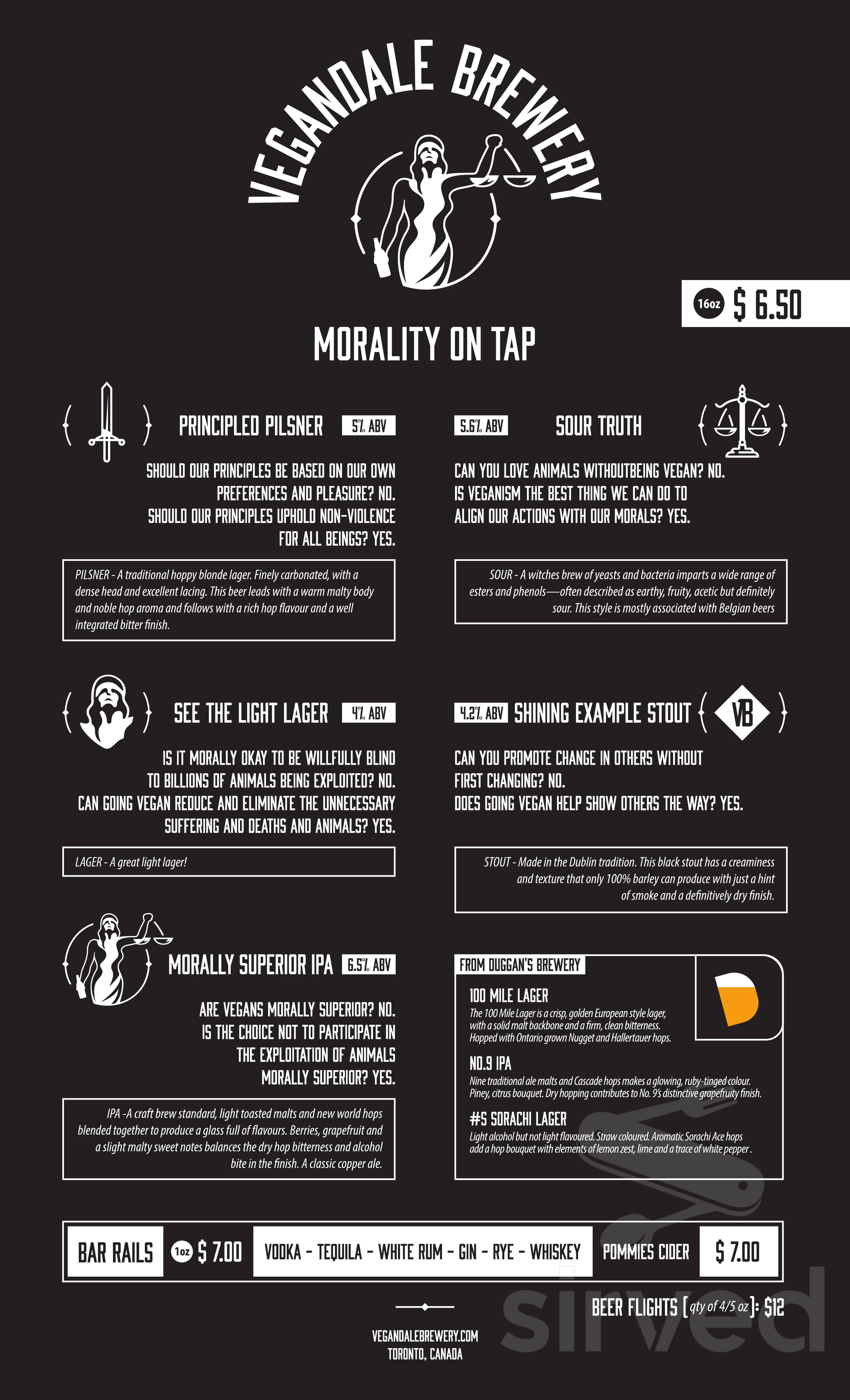 Doomie's drink menu in Toronto, Ontario