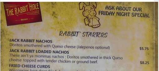 The Rabbit Hole Ramsbottom Menu The Rabbit Hole Menu - Elba, Alabama | Sirved