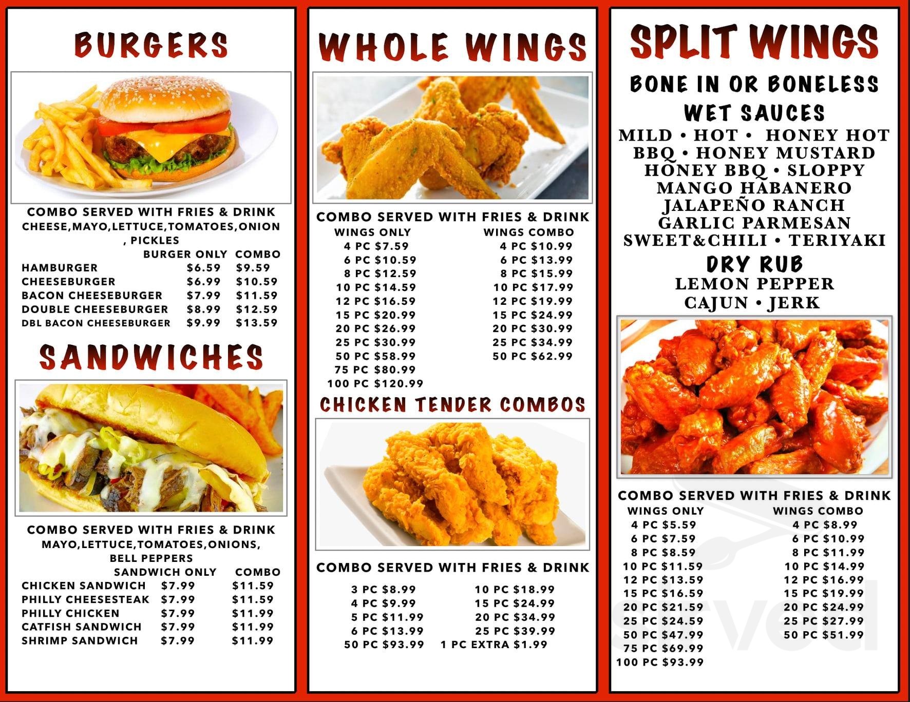 Menu For MK WINGS In Huntsville AL Sirved