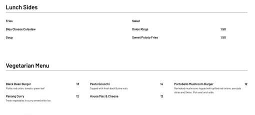 Rustic Table Star Id Menu for Rustic Table in Star, ID | Sirved