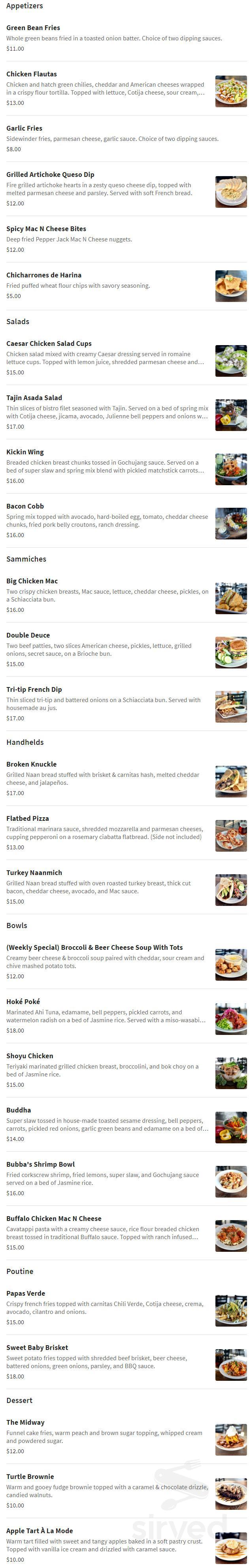 Slough House Social menu in Colusa, California, USA