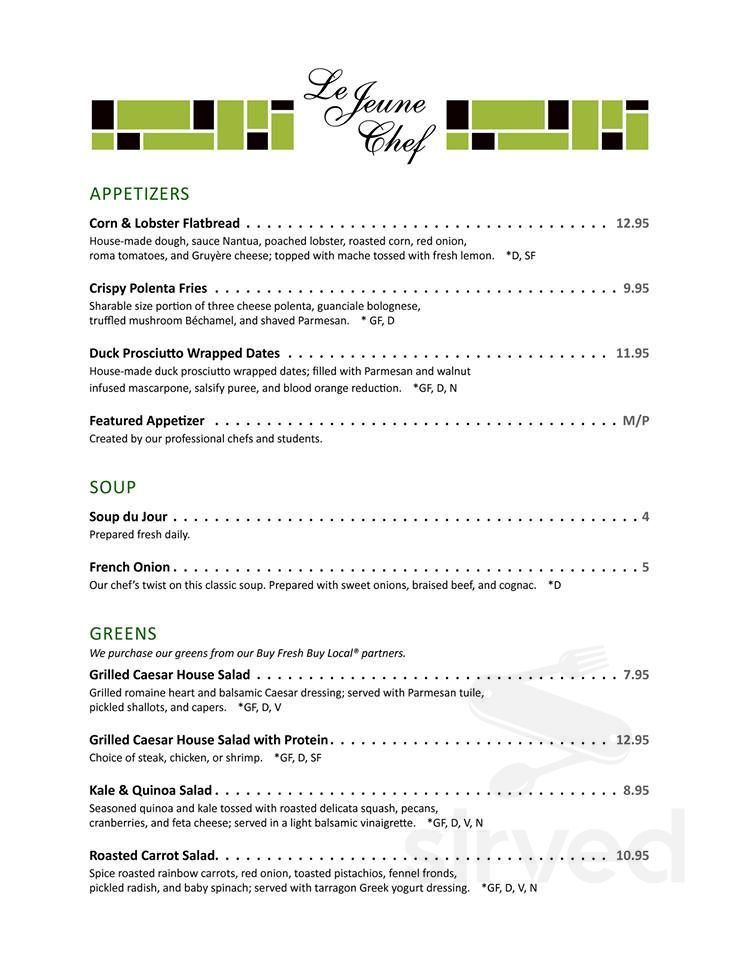 Le Jeune Chef Restaurant menu in Williamsport, Pennsylvania, USA