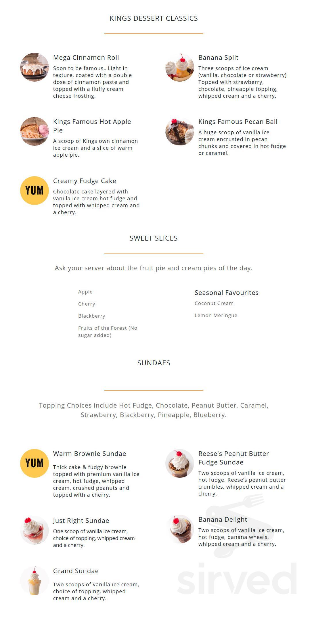 Kings Family Restaurants menu in Kittanning, Pennsylvania, USA