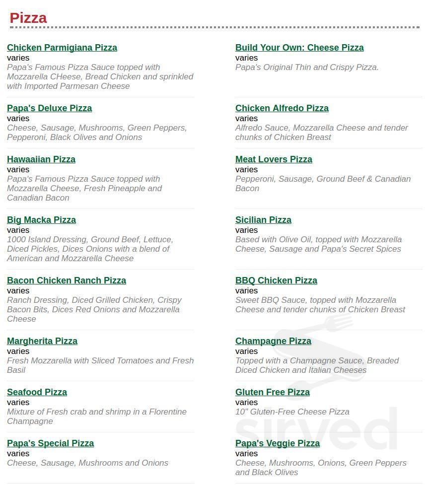 Papa Luigi's Pizza Menu & Delivery Cudahy WI 53110