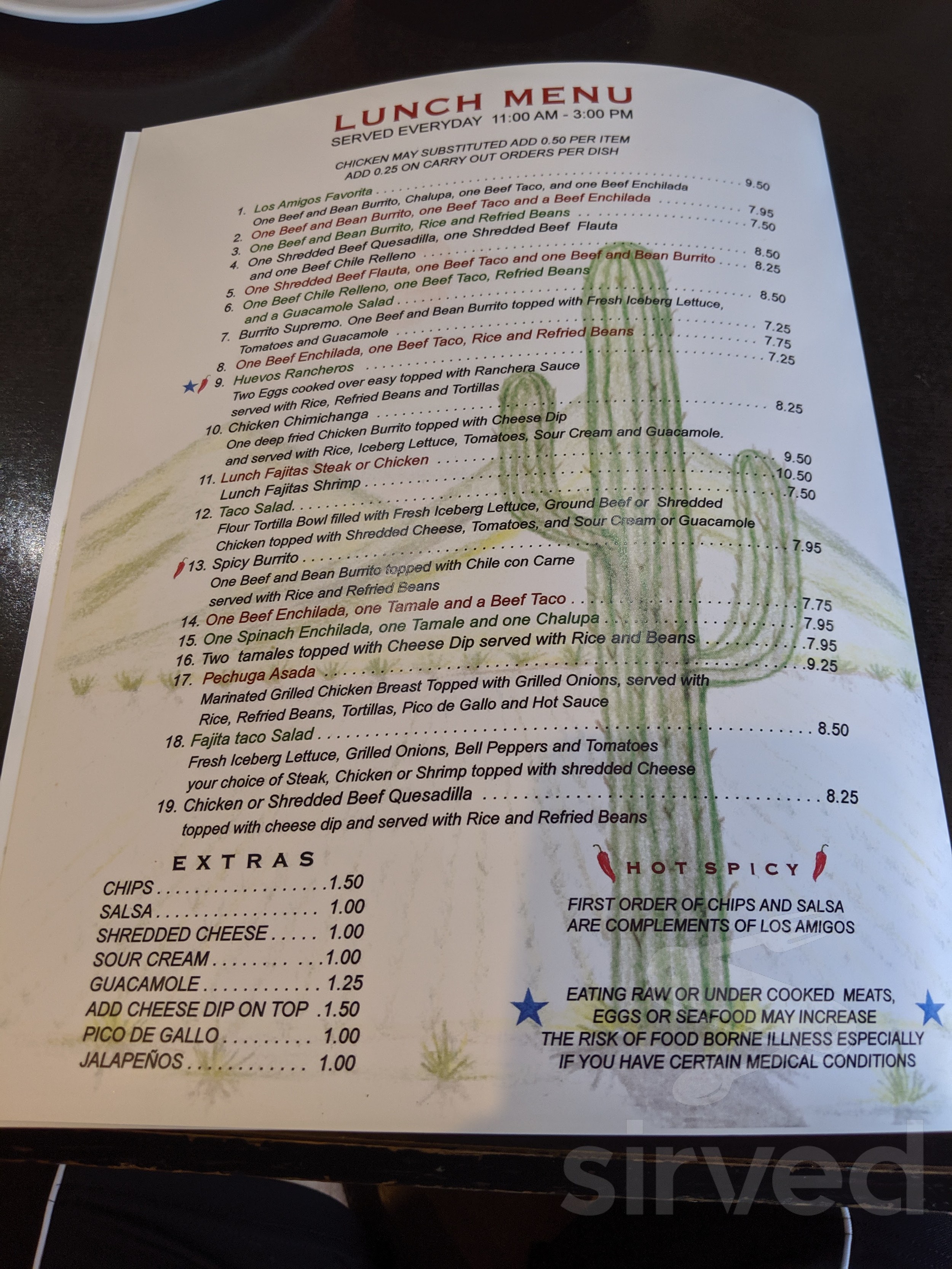 Los Amigos Mexican Restaurant menu in Birmingham, Alabama, USA