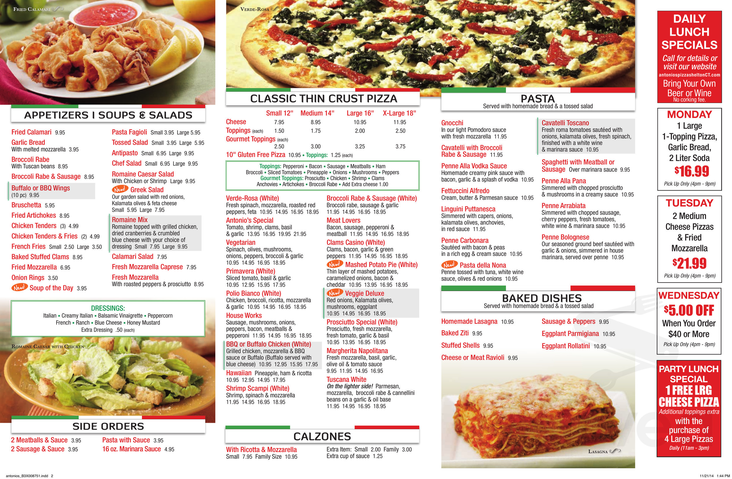 Antonio's Italian Style Pizza menus in Shelton, Connecticut, United States