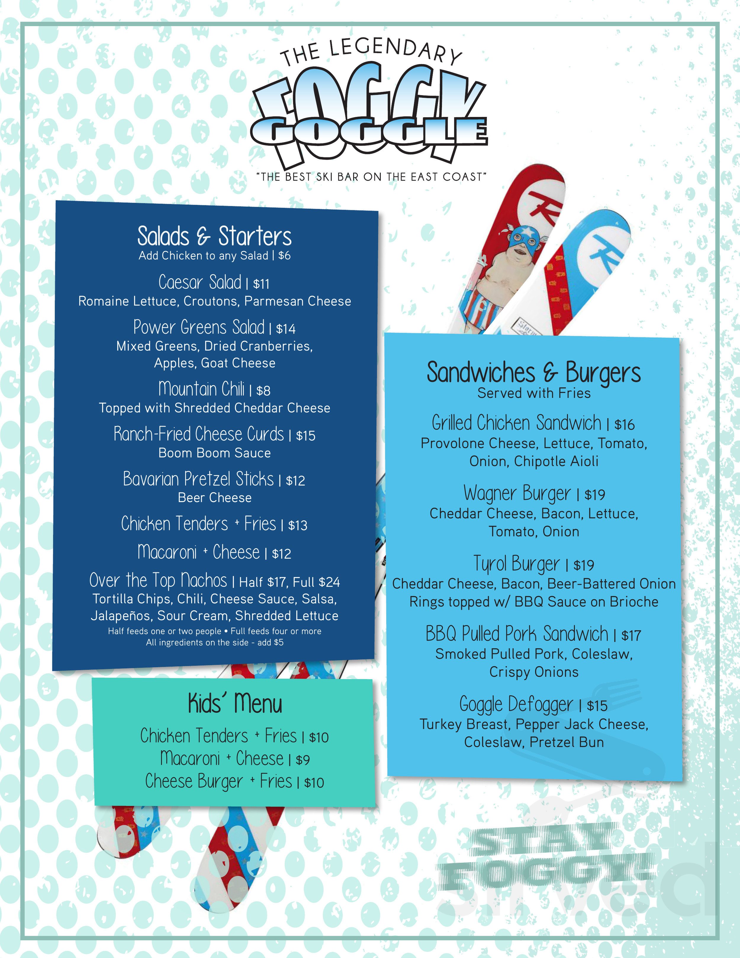 Foggy Goggle menus in Champion, Pennsylvania, United States