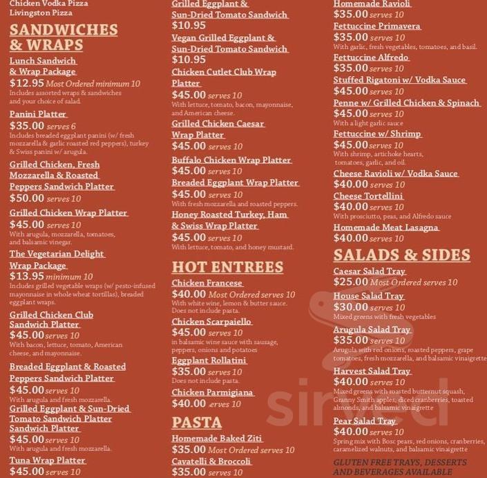 Turano's Pizza Kitchen menu in Livingston, New Jersey, USA