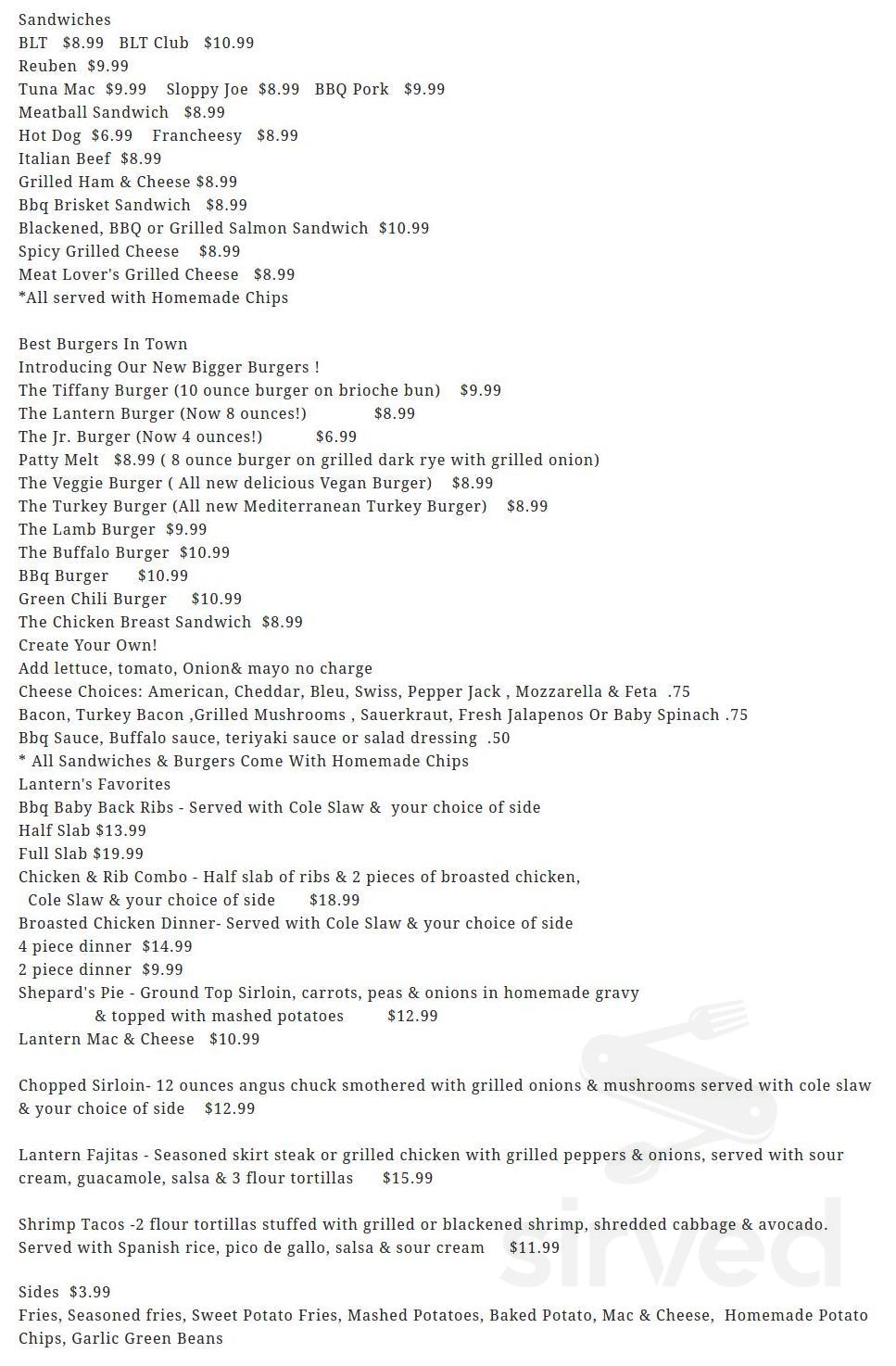Menu - Lake Forest IL's The Lantern Of Lake Forest | Sirved