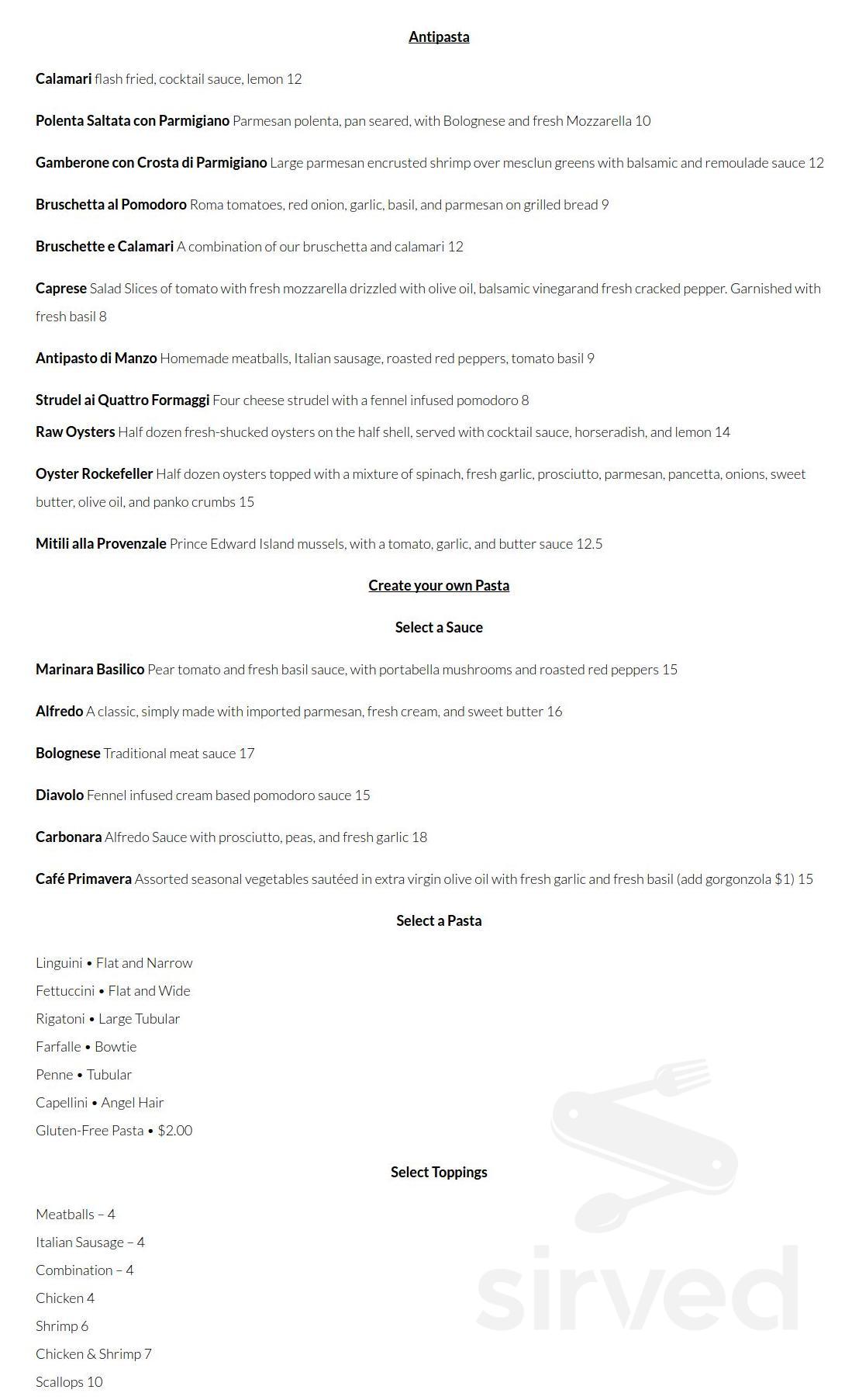 Menu for Cafè Calamari in Williams Bay, WI | Sirved