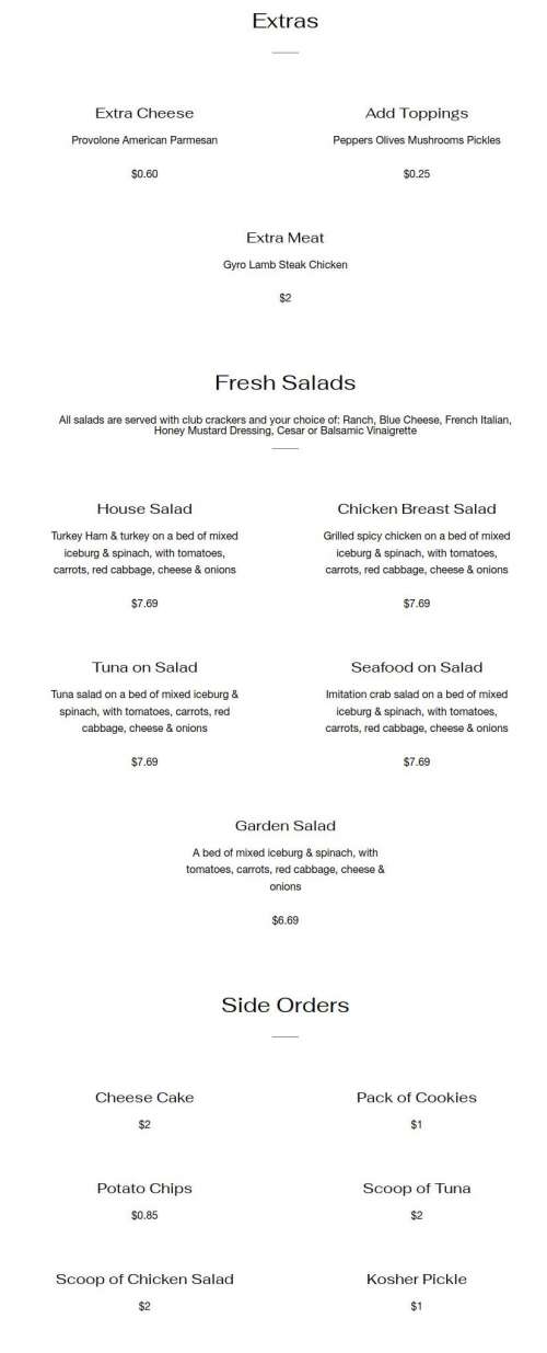 Sub One Hoagie House menu in Charlotte, North Carolina, USA