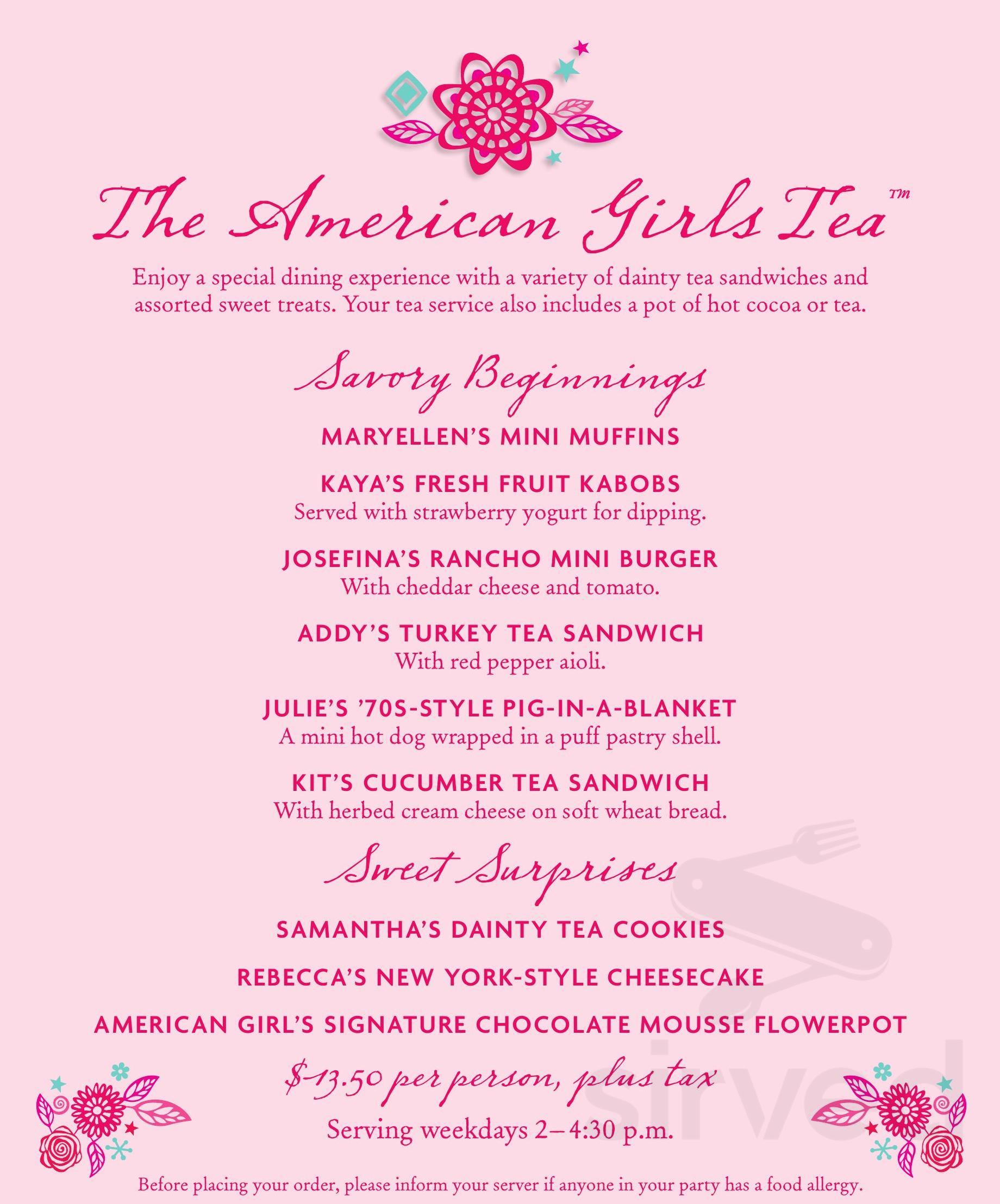 American Girl Washington, D.C. menu in McLean, Virginia, USA 