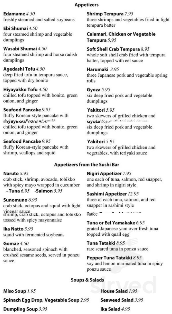 Mr. Sushi menu in Gahanna, Ohio, USA