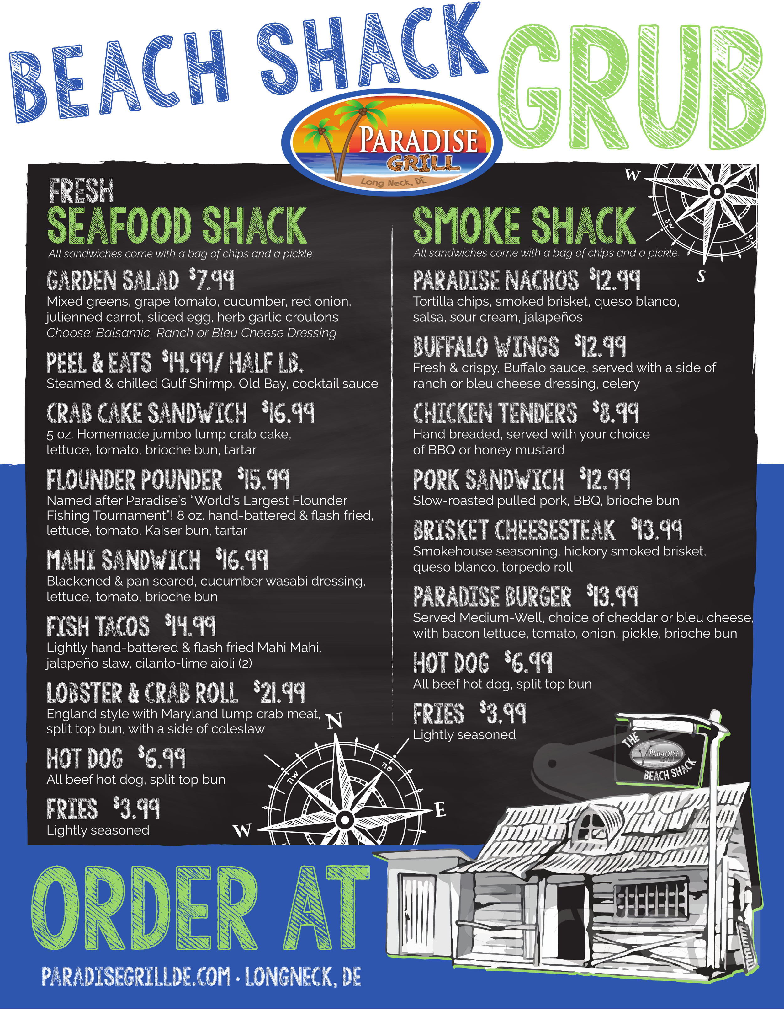 Paradise Grill menu in Millsboro, Delaware