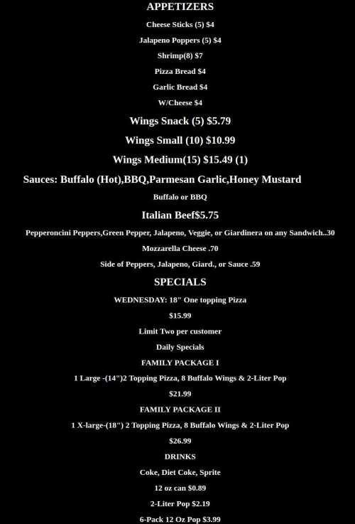 Gourmet Pizza Corporation menu in Aurora, Illinois, USA