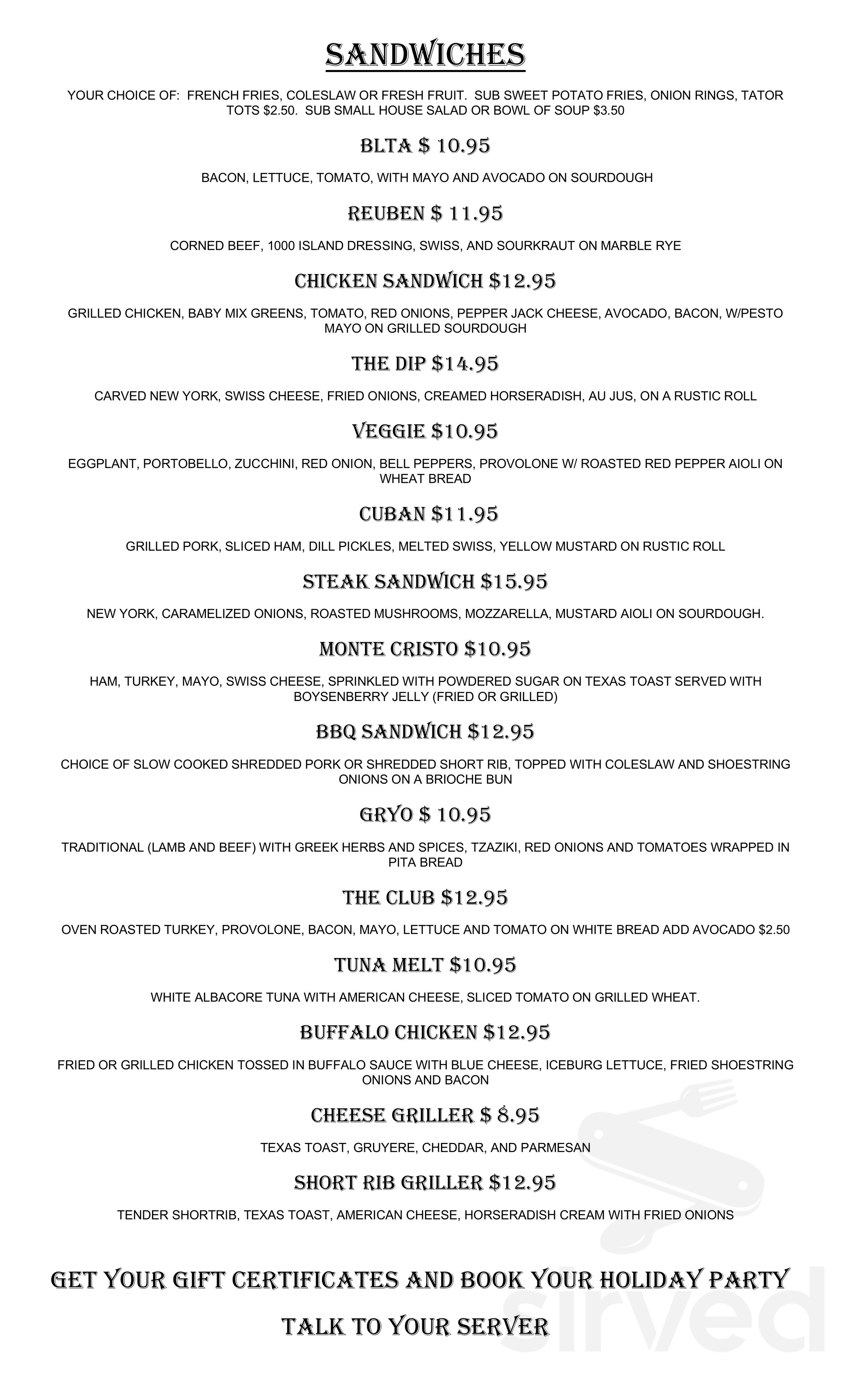 Menu for Green Street Cafe in Huntington Beach, California, United States