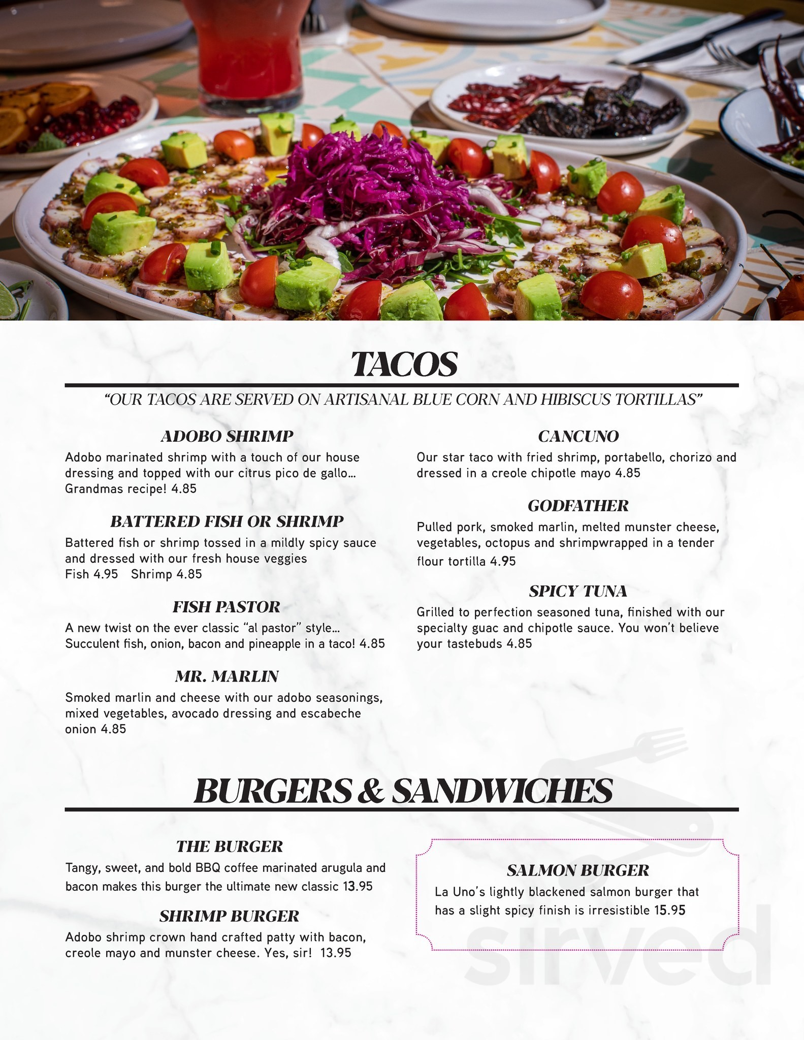 LA UNO COCINA DE MAR menu in McAllen, Texas, USA
