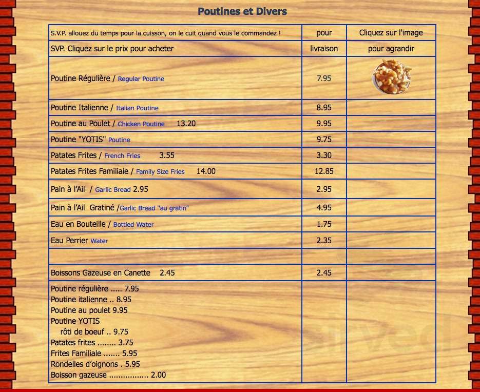 Restaurant Yotis menu in Saint-Hubert, Quebec J3Y 8C7, Canada