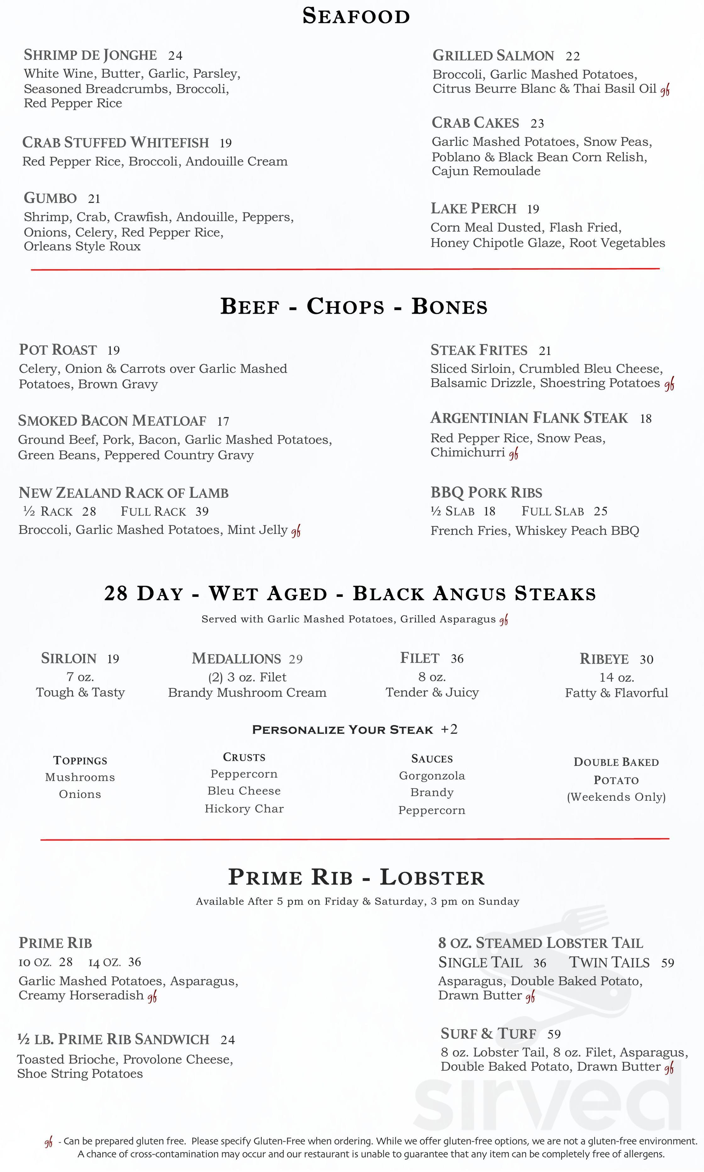 Public Landing menu in Lockport, Illinois, USA