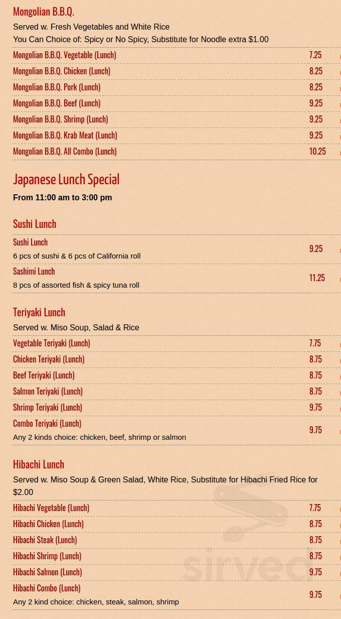 Menu for Asia Lee Restaurant in Franklin, NJ | Sirved