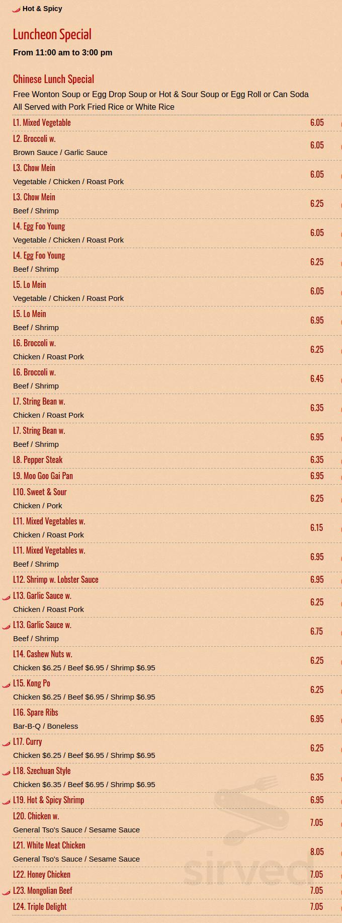 Menu for Asia Lee Restaurant in Franklin, NJ | Sirved