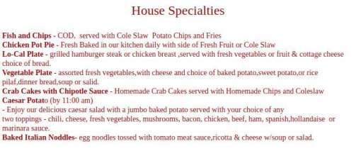 Menu for Billy Reed's Palm Springs in Palm Springs, CA | Sirved