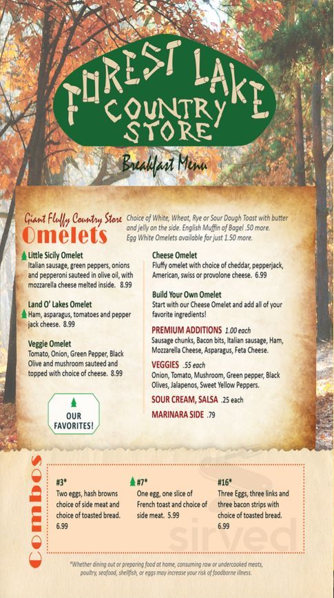 Forest Lake Country Store menu in Land O' Lakes, Wisconsin, USA