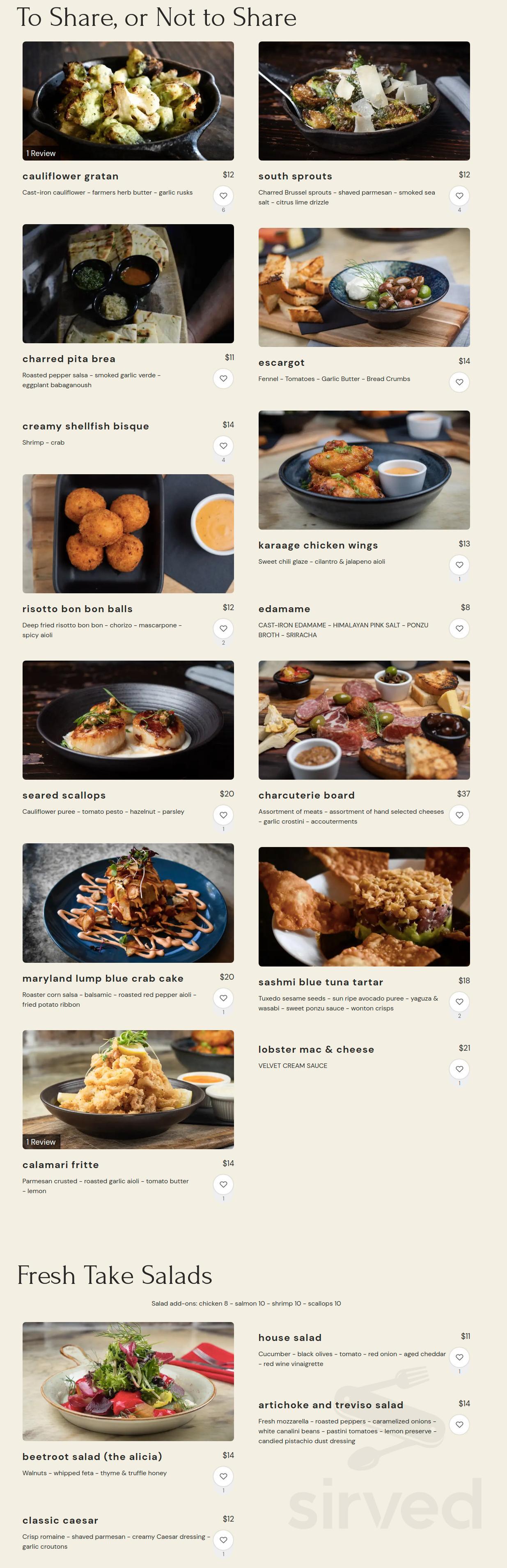 717 South menu in Tampa, Florida, USA