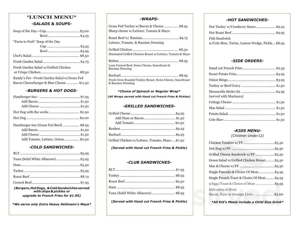 Dix Ave Diner menu in Queensbury, New York, USA