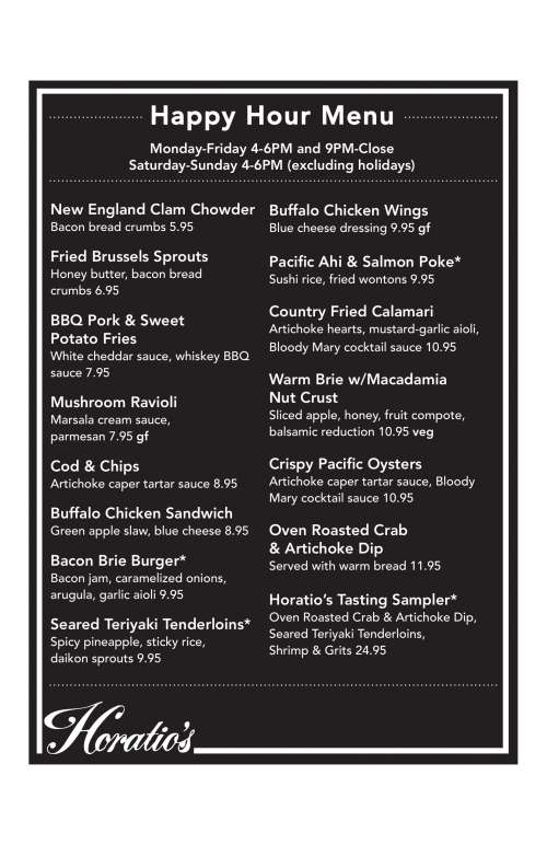 Horatio's menu in San Leandro, California, USA