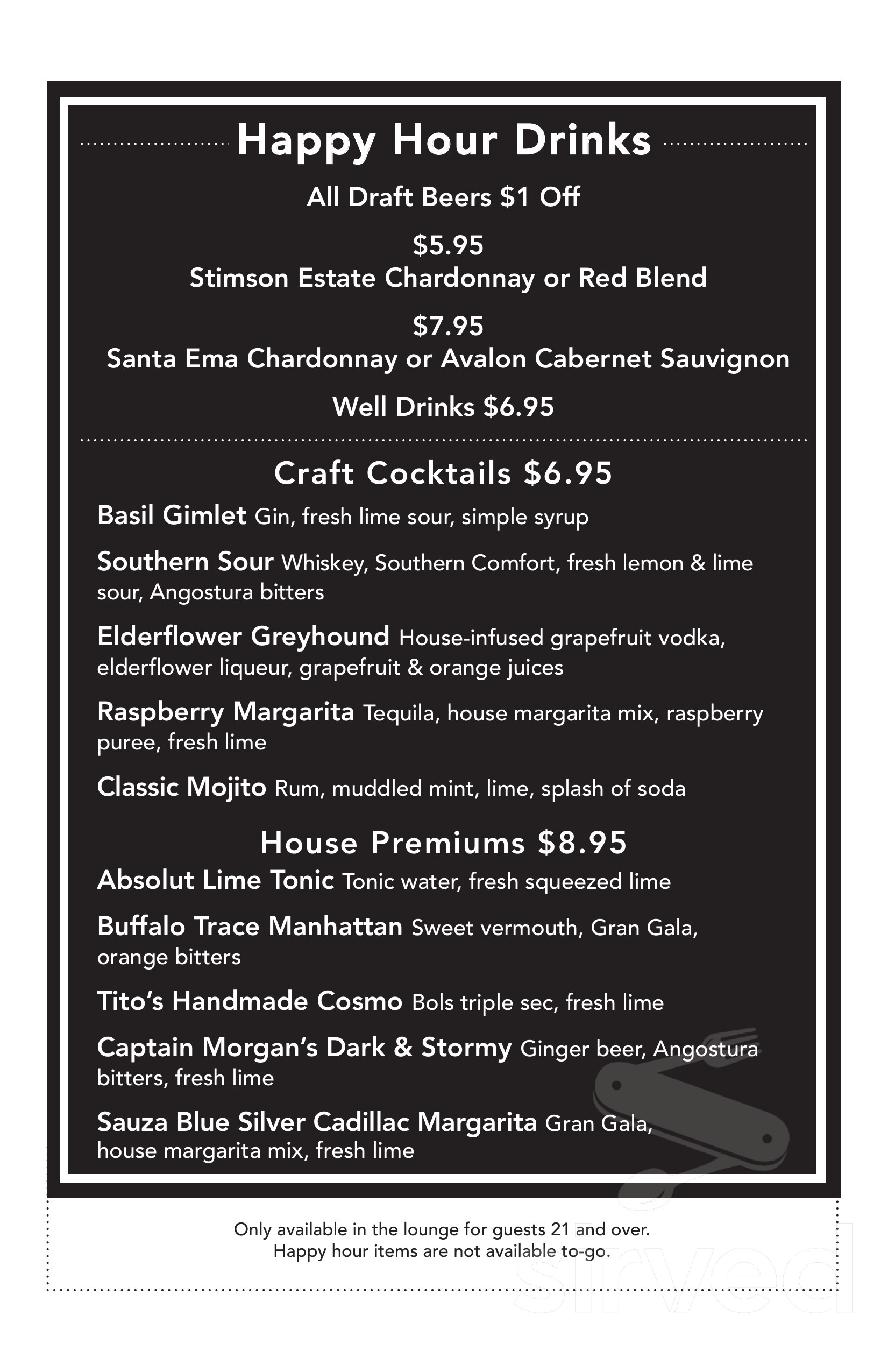 Horatio's menu in San Leandro, California, USA