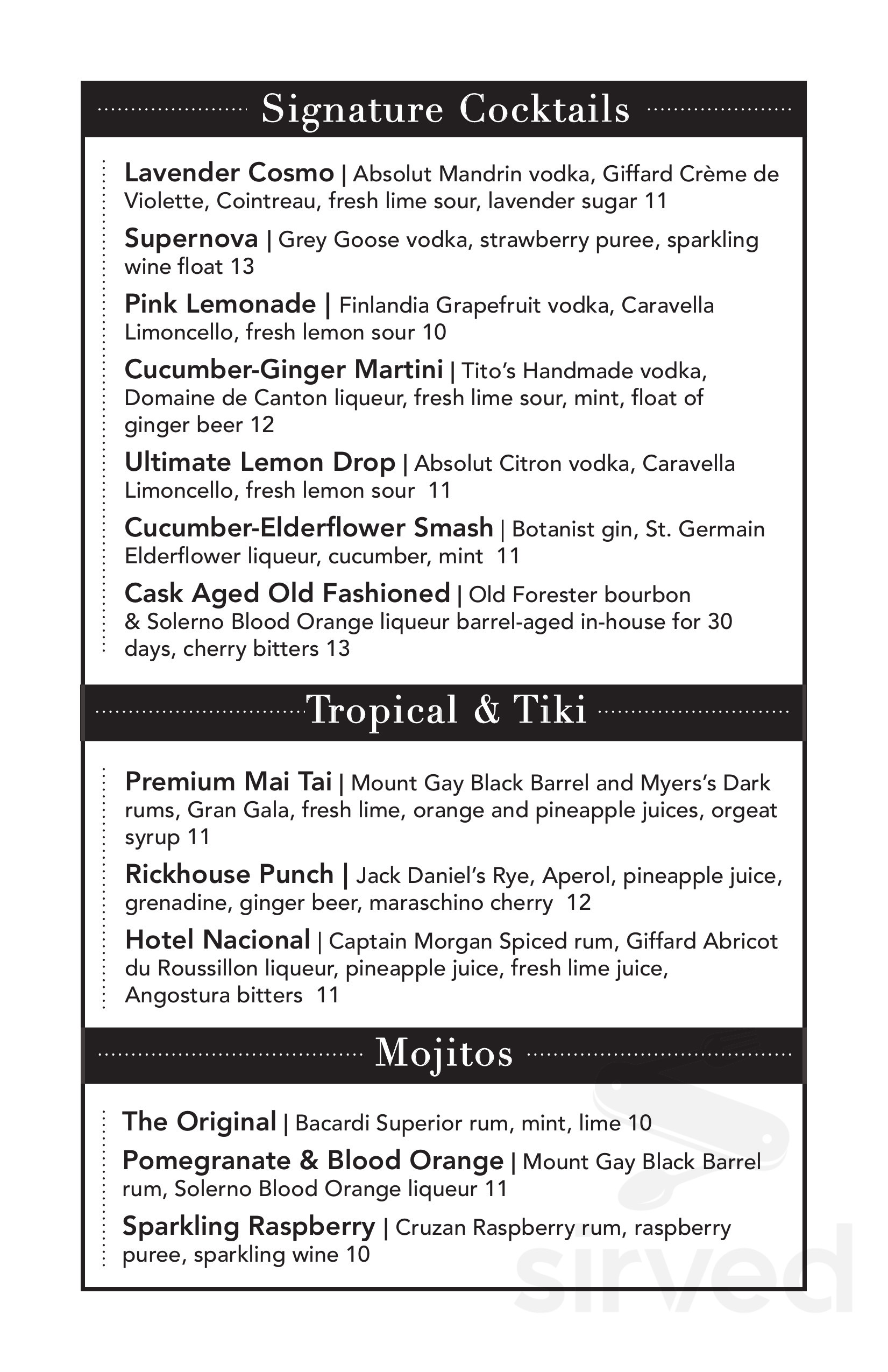 Horatio's menu in San Leandro, California, USA